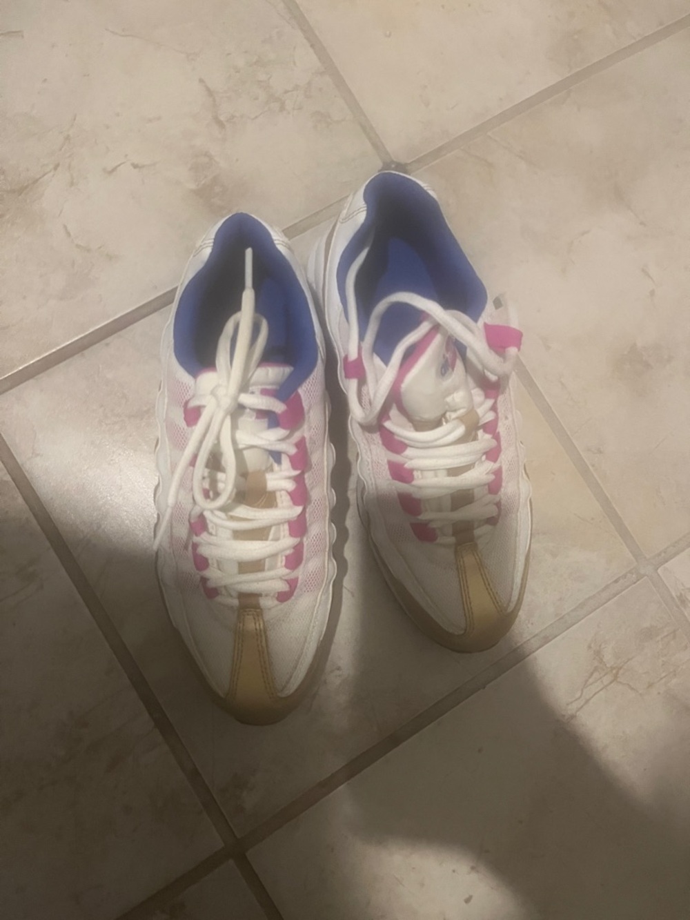 White and Pink Women's Athletic Sneakers